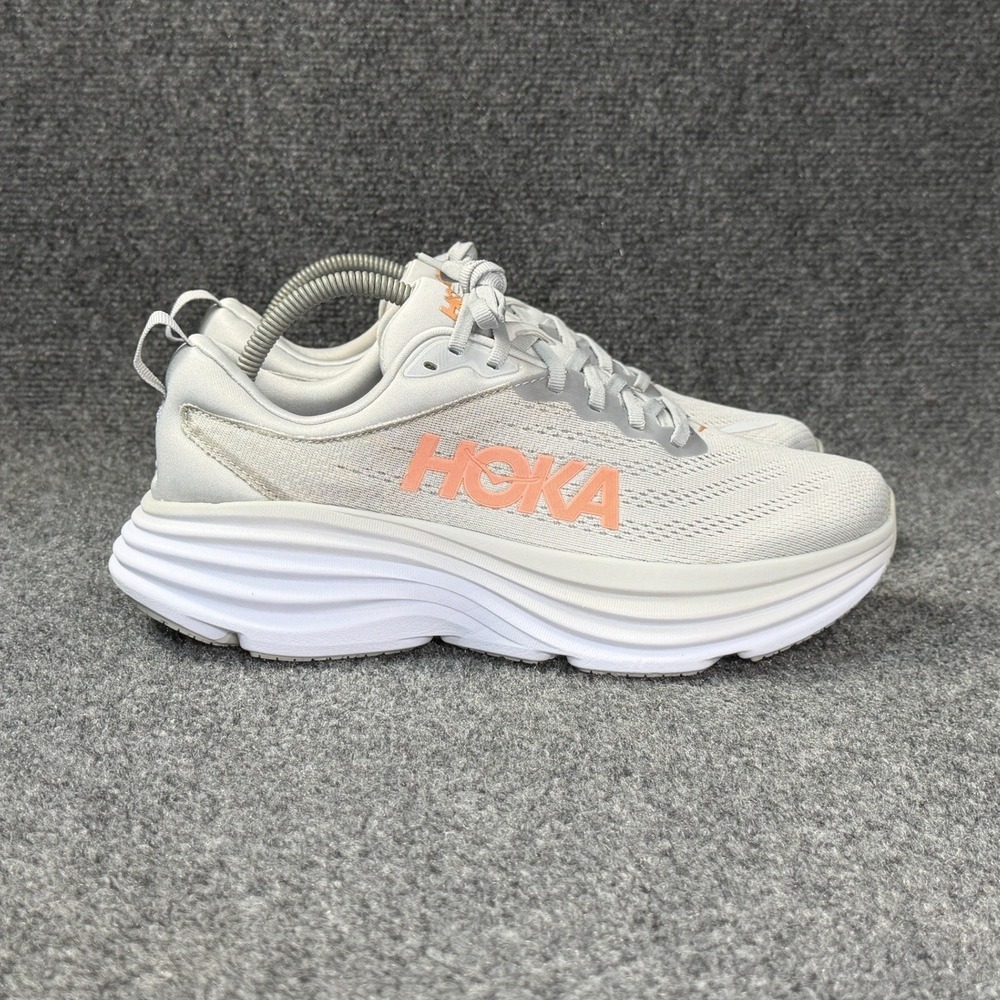 Hoka Bondi 8 Running Shoes Women's 10D Harbor Mist Lunar Rock Grey Athletic Run